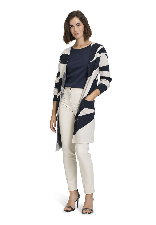 Betty Barclay Strickjacke Lang Patch beige/dark blue