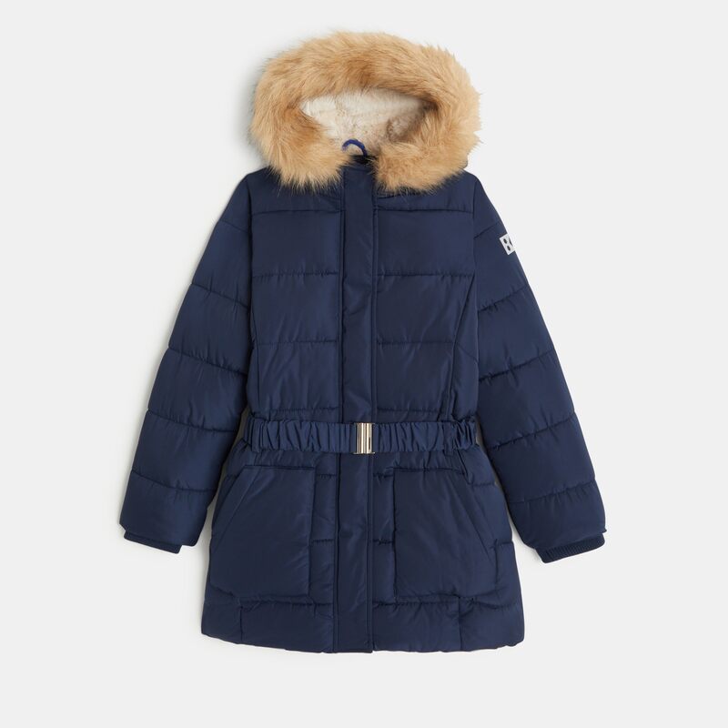 Parka matelassée déperlante bleu marine Fille