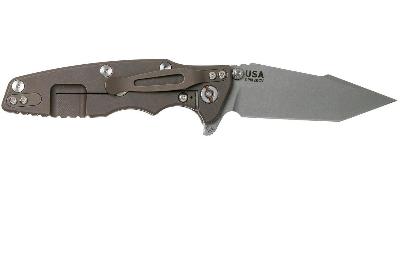 Rick Hinderer Eklipse 3.5” Harpoon Tanto, CPM 20CV, Battle Bronze, Black G10 zakmes