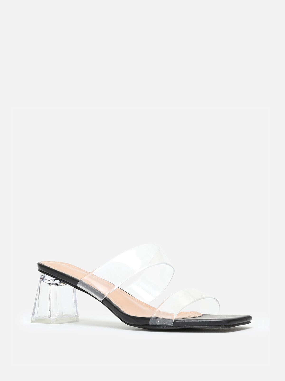 Mules à brides transparentes grandes tailles- Noir