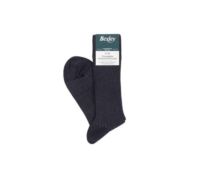 Chaussettes ville homme fil d’Écosse Noir et Gris