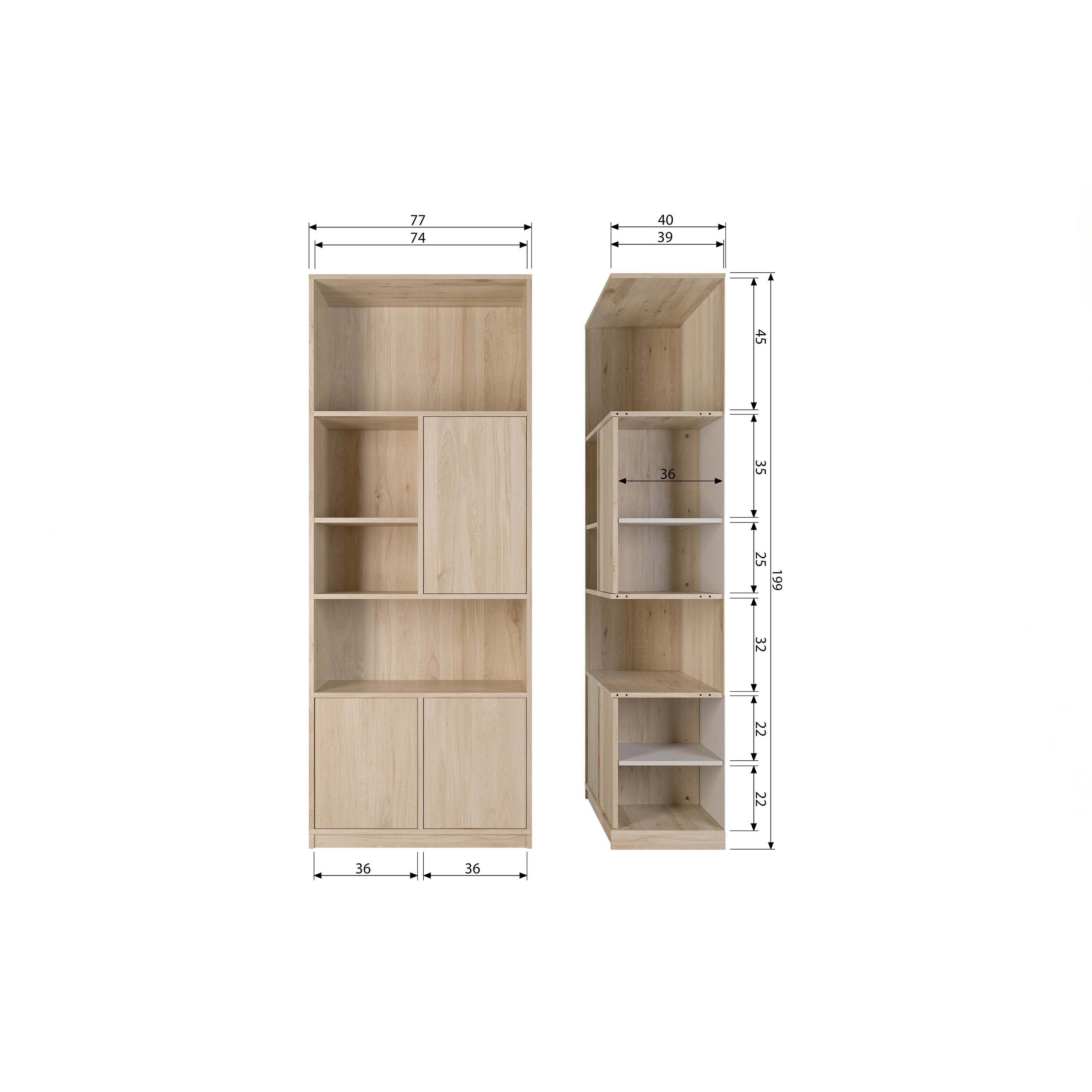 vtwonen Modulair Bovenkast Eikenhout Fineer - B 77 cm