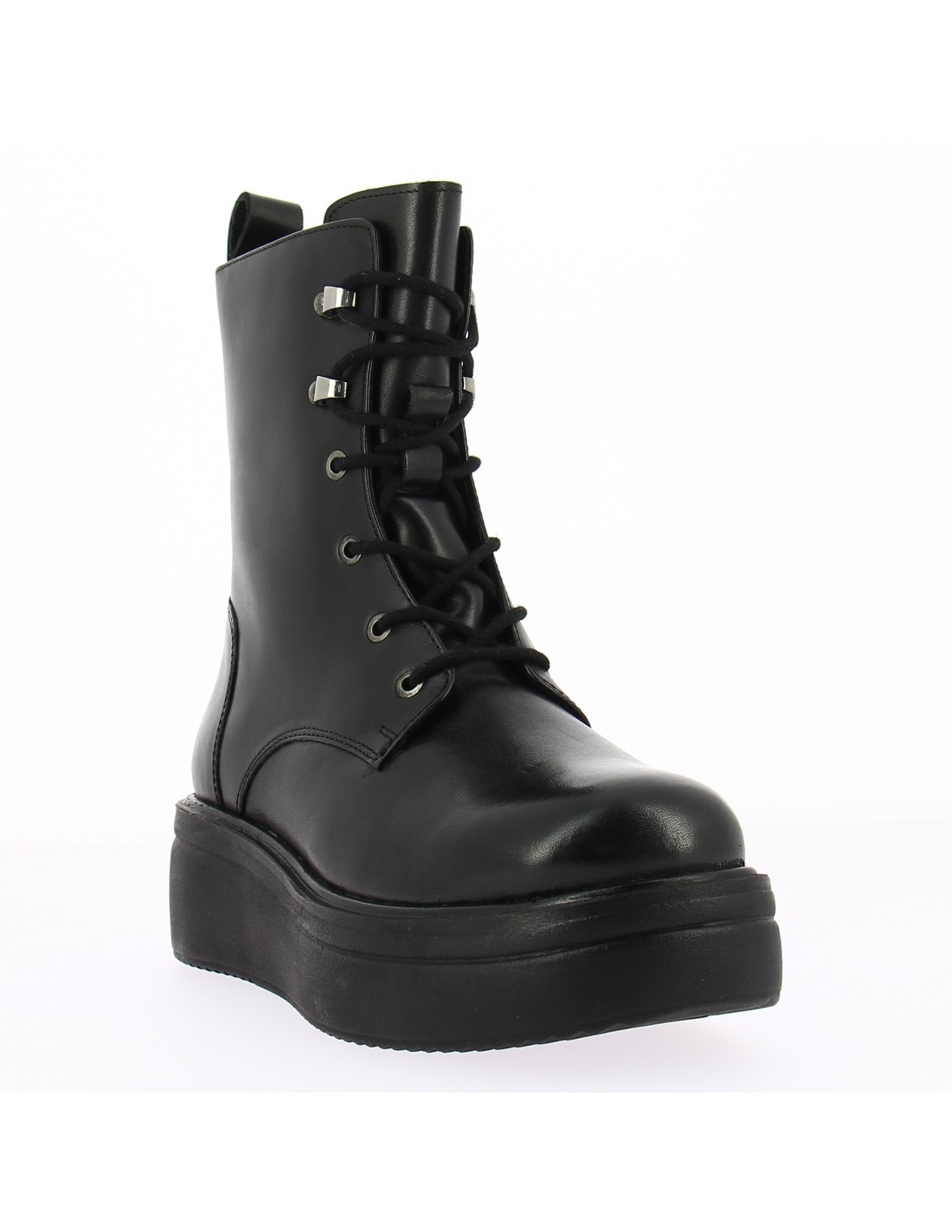 kharisma bottines compensées à lacets femme cuir noir