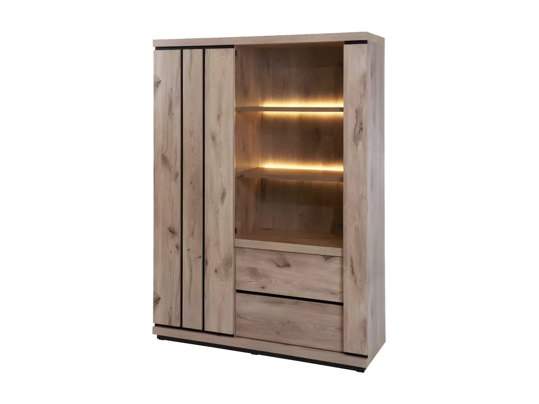 Argentier 2 portes 2 tiroirs Chêne à Led - CASSEL