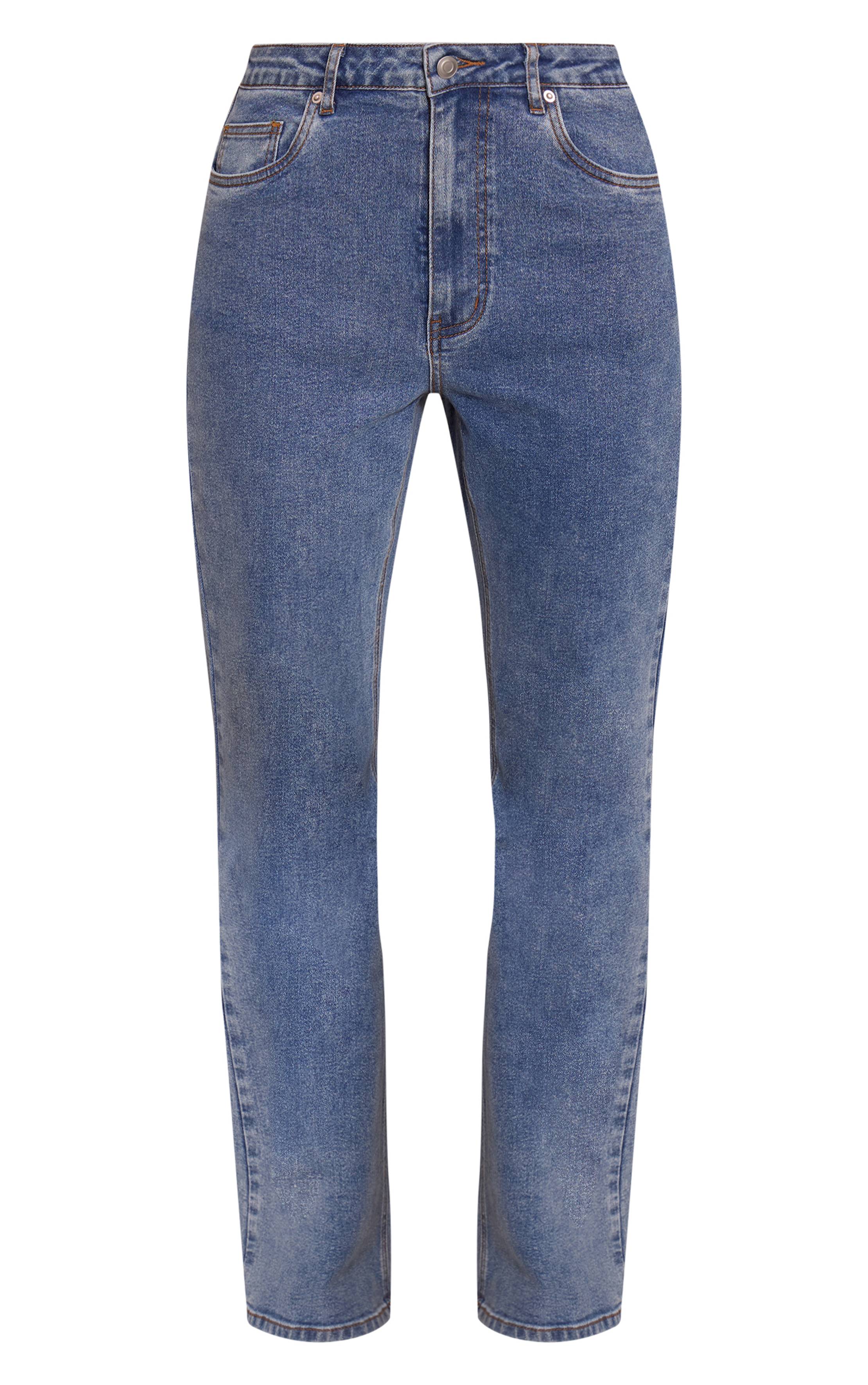 Mid Blue Wash Jean Bootcut En Denim Taille Haute