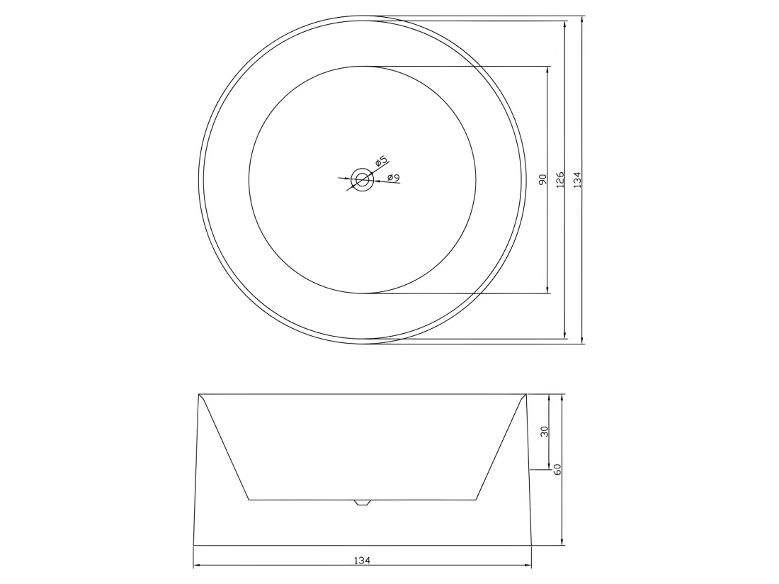 Baignoire ilôt diamètre 134 X 60 cm + Robinet Mitigeur Colonne – Mercy