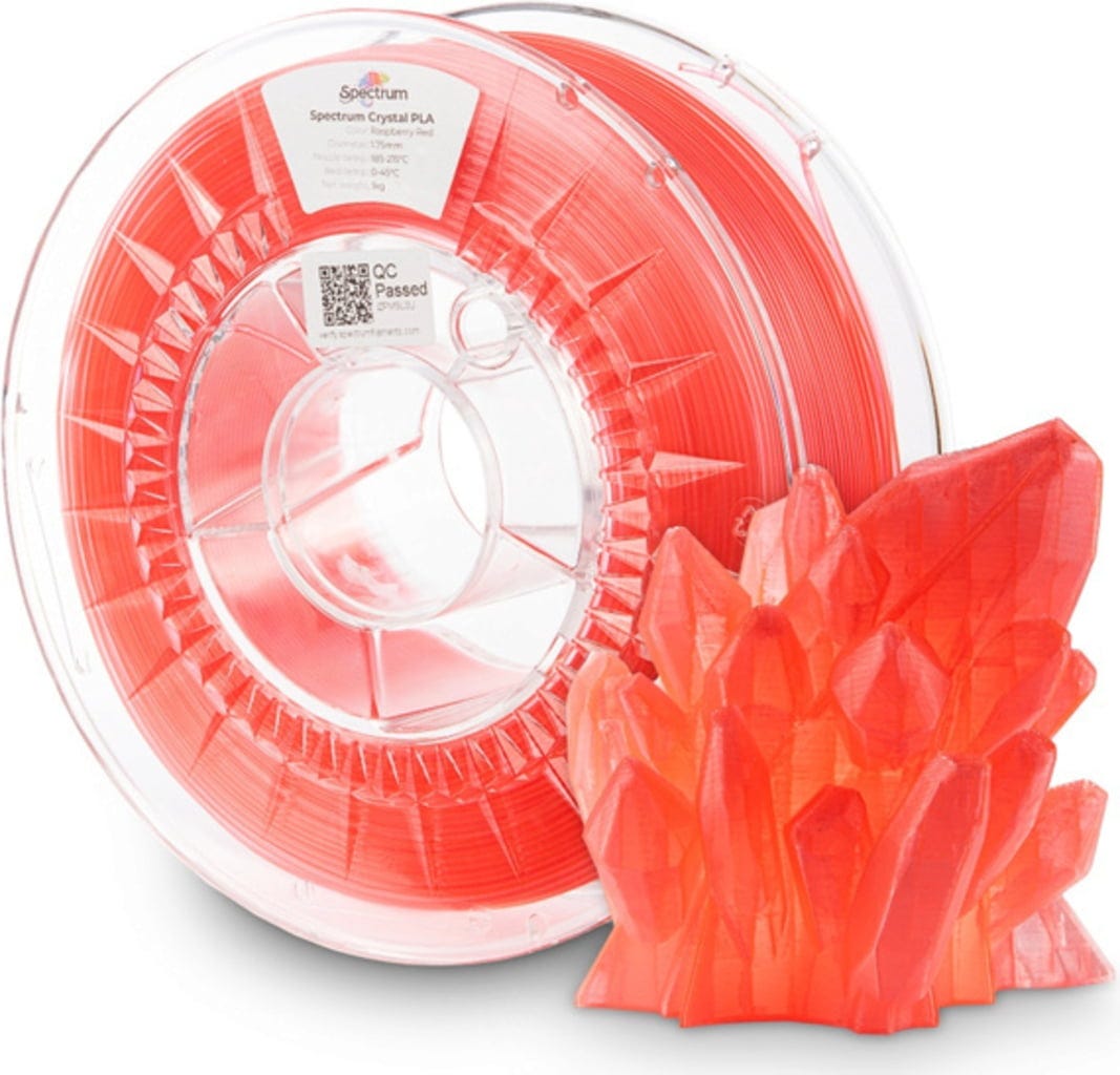Spectrum  PLA Crystal Raspberry Red, 1,75 mm / 1000 g    Transparentes Hochleistungs-PLA in Raspberry Red