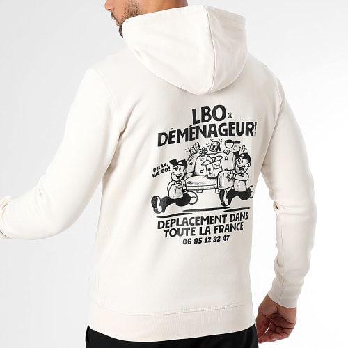 Sweat Capuche Drop Collection Déménageurs Beige Noir