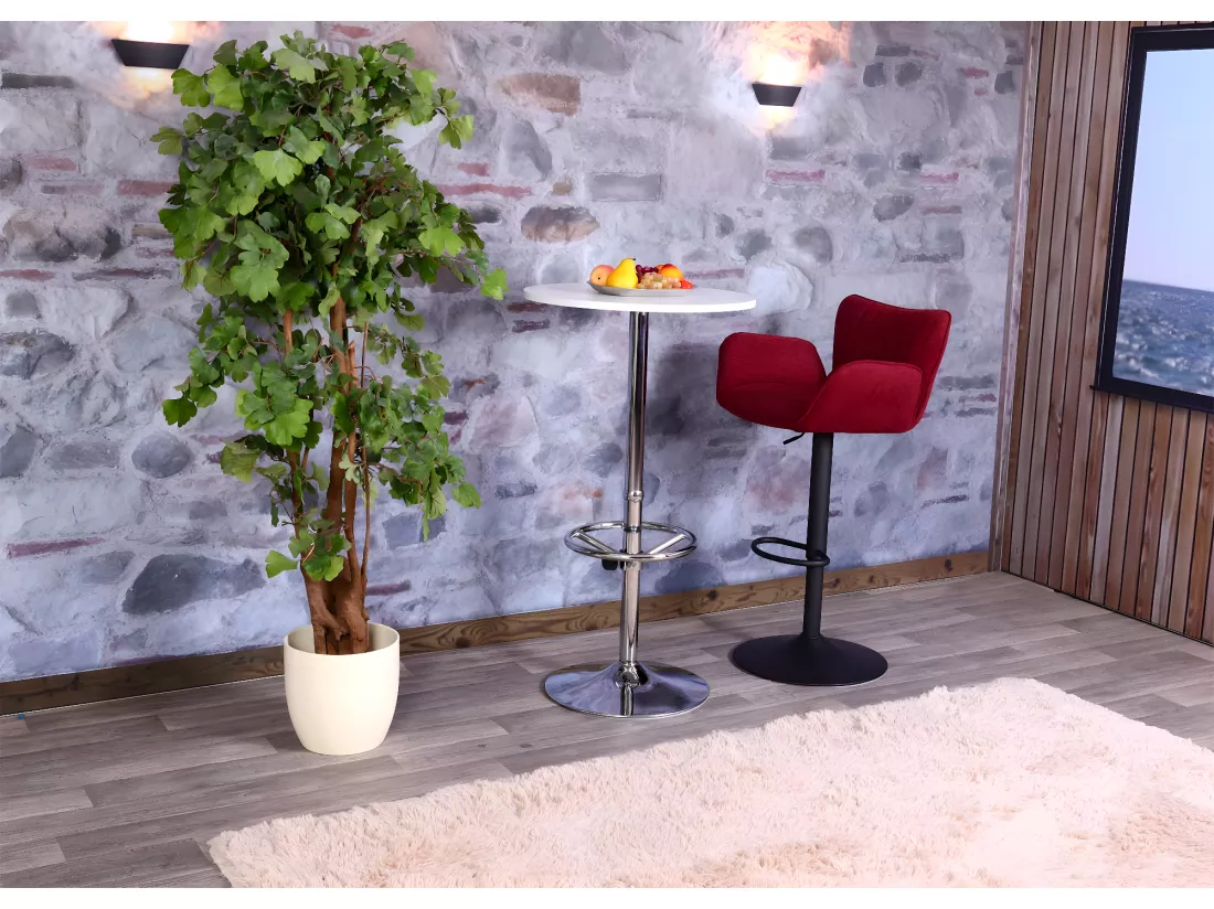 Table haute Bilbao repose-pieds, blanc