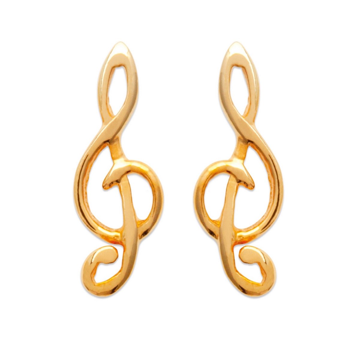 Boucles d'oreilles clé de sol note de musique Plaqué OR 750 3 microns