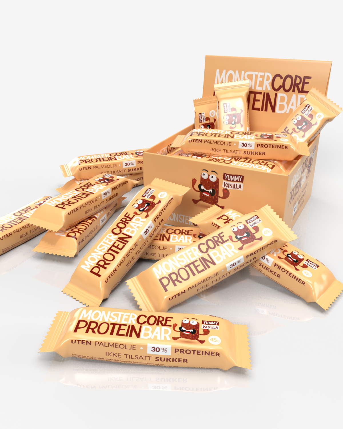 Monster Core Protein Bar - Yummy Vanilla 16x45g