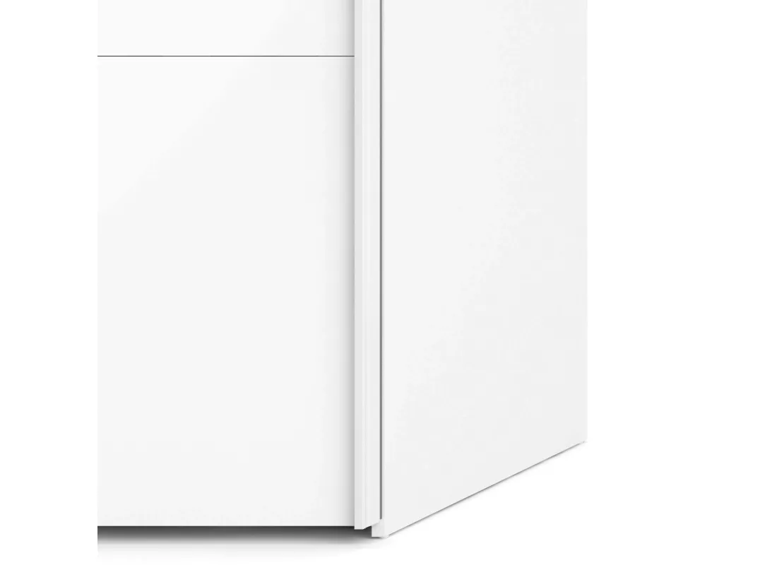 Garde-robe 2 portes Adria, Meubles de chambre, Penderie de plain-pied, Placard à vêtements, 122x62 h220 cm, Blanc brillant
