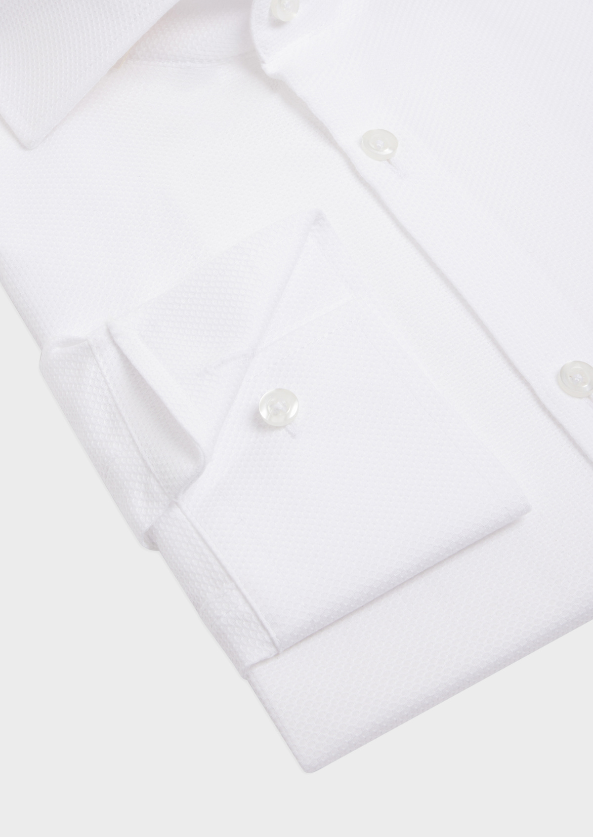 Chemise habillée Slim en coton bio façonné uni blanc