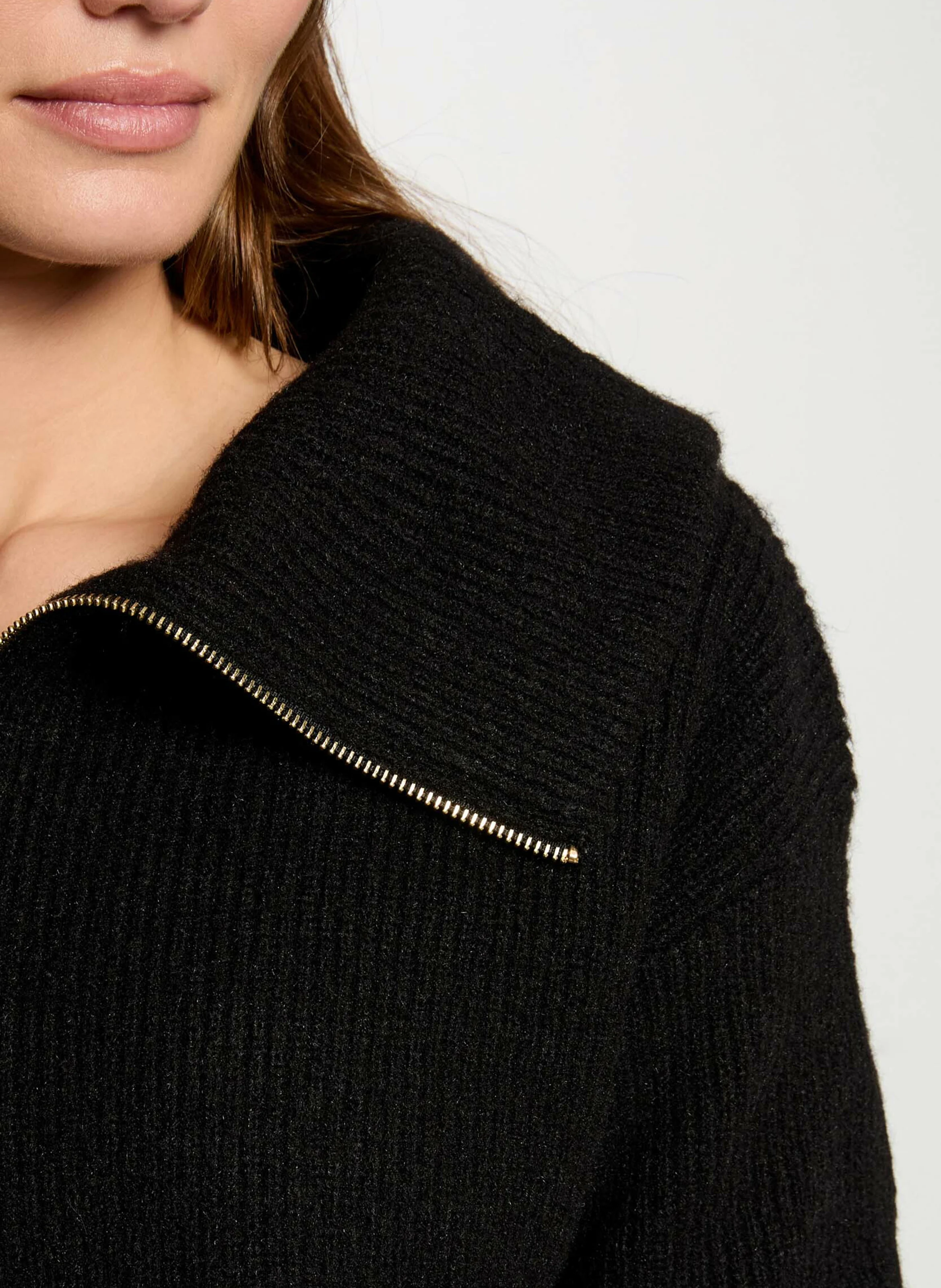 MCOLAR - Pull droit col camionneur | Noir