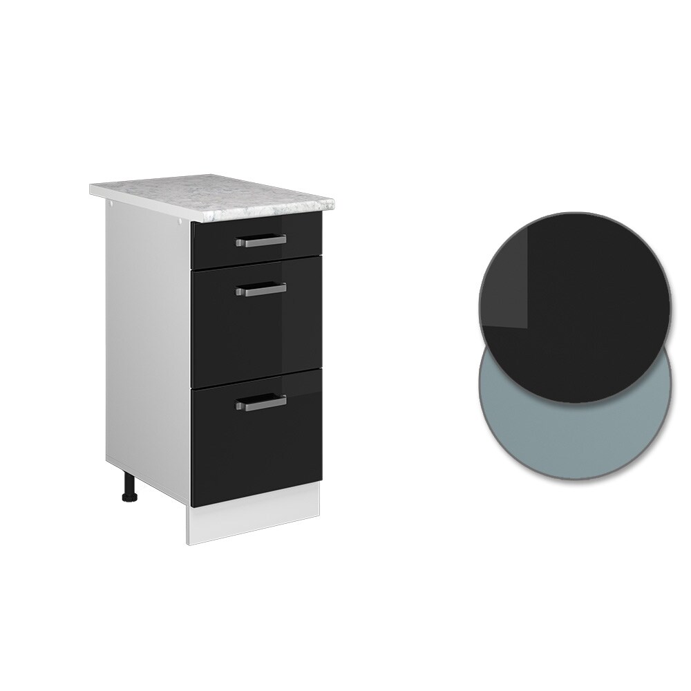 Vicco Schubladenunterschrank Küchenschrank R-Line Solid Weiß Schwarz 40 cm modern Arbeitsplatte