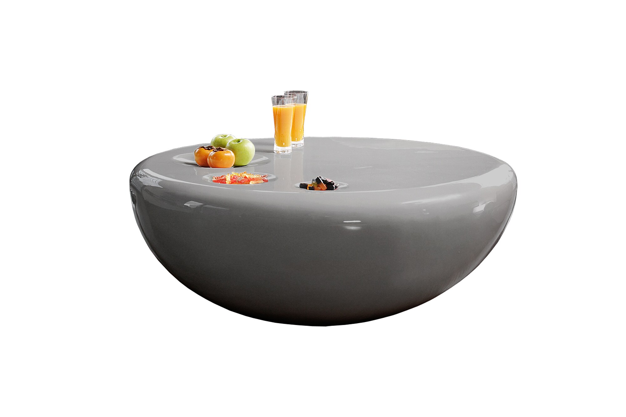 Couchtisch Ø100 cm grau Glastisch Beistelltisch Sofatisch Wohnzimmertisch rund