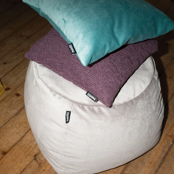 freistil - 173 Pouf (Teddy Edition), Ø 55 cm, perlweiss rosé (6531)