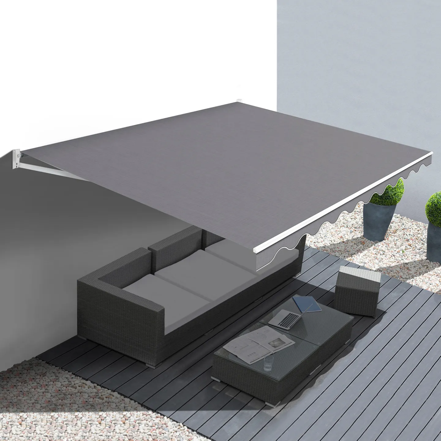 Store banne manuel 2,95x2 M gris anthracite