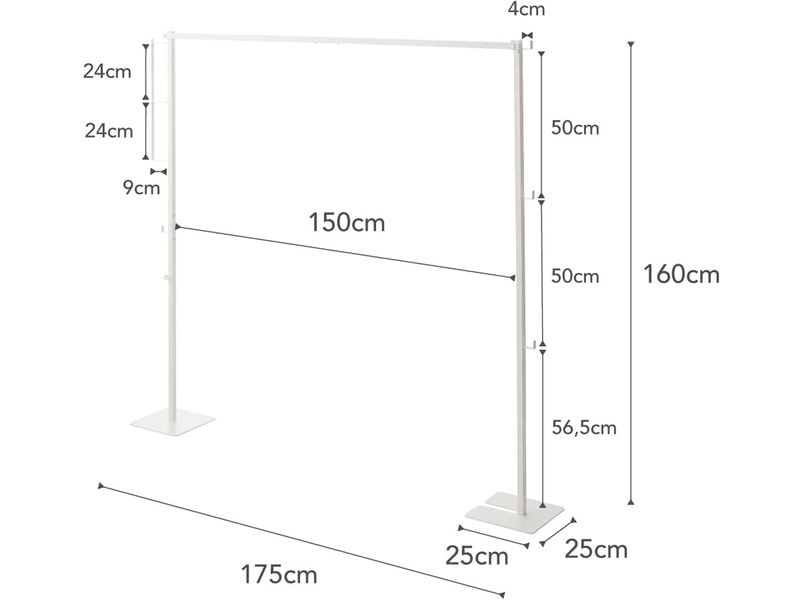 Yamazaki Garderobenständer Tower 160 x 175 cm, Weiss Zusammenklappbarer Wäsche- & Kleiderständer