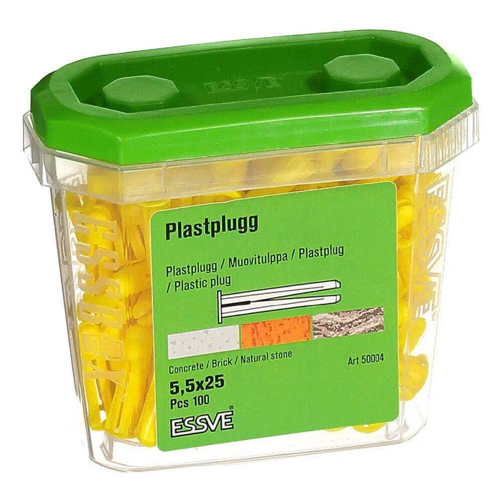 PLASTPLUGG ESSVE 5,5X25 GUL 100