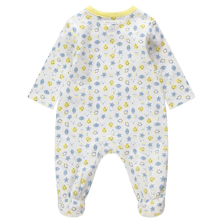 Dors-bien en coton bio avec Smiley printé all-over - Ecru