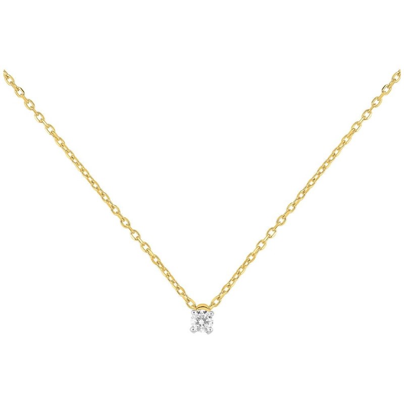 Collier diamant 0.10CT - Or jaune 9 carats