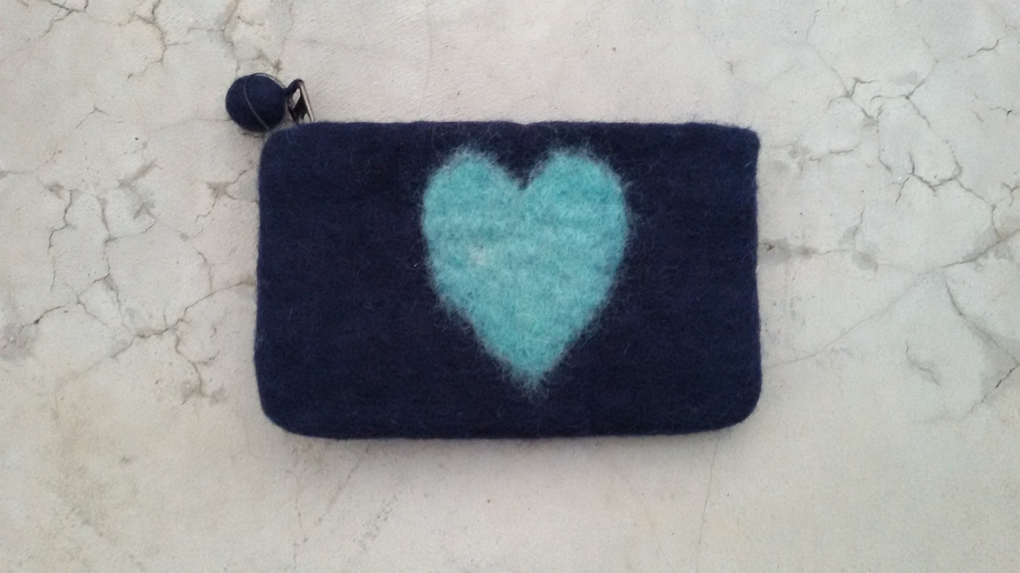 Filz-Etui 'Herz' mit Zipper, blau, B 16 cm, H 10 cm günstig bestellen