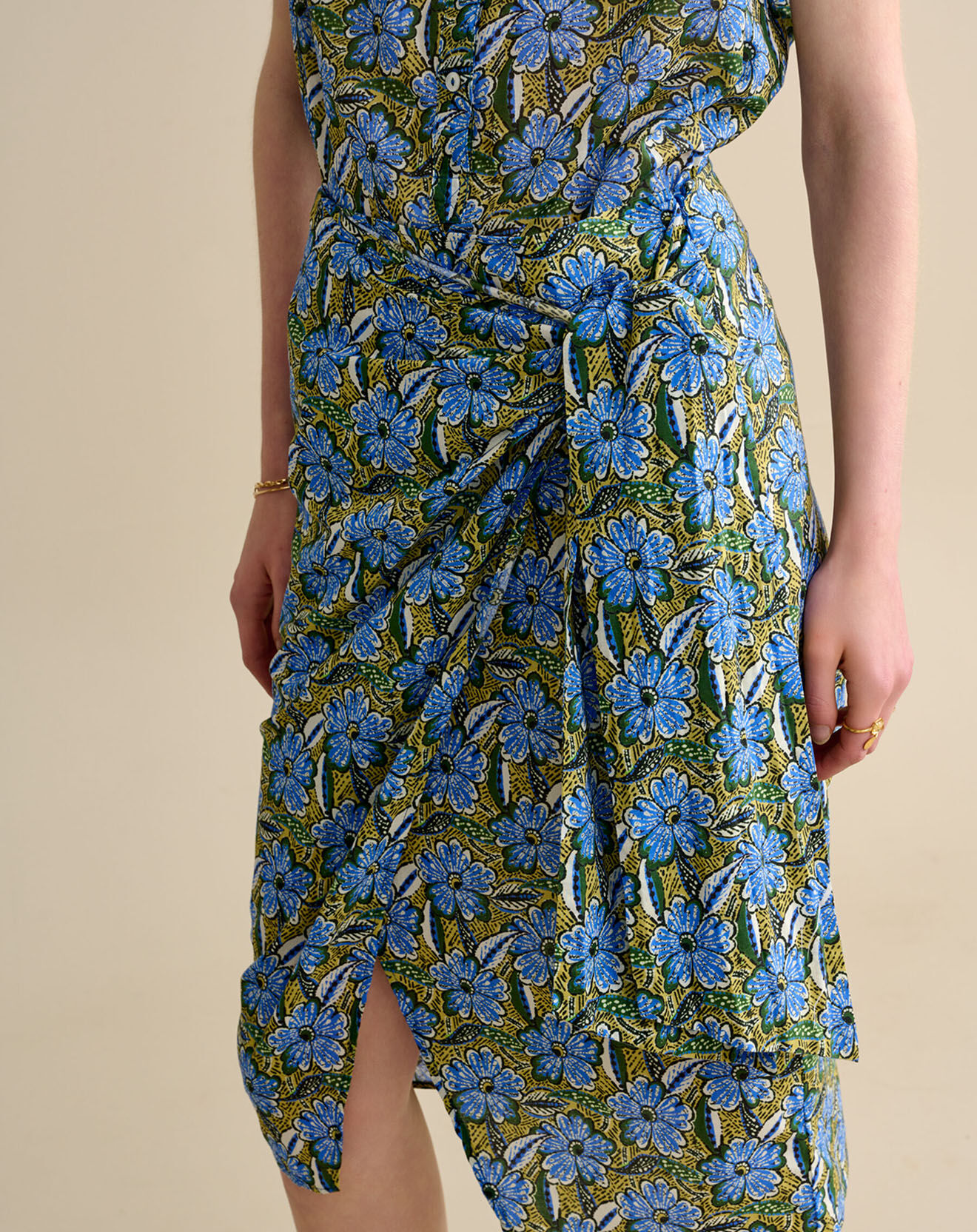Bellerose Jupe portefeuille midi Solvay vert/bleu