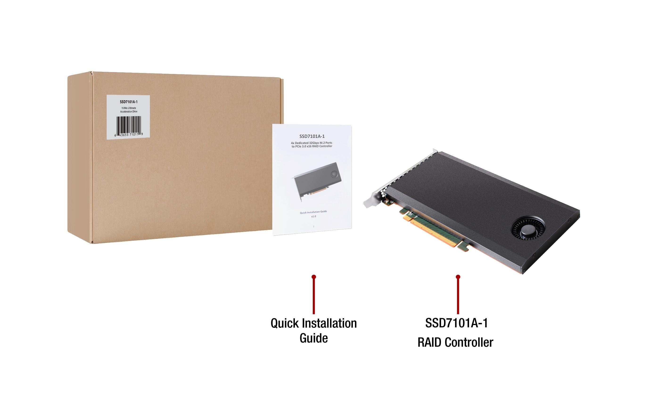 RAID-Controller SSD7101A-1 für 4xNVME SSDs. nicht bootfähig<br>HighPoint SSD7101A-1 RAID Controller