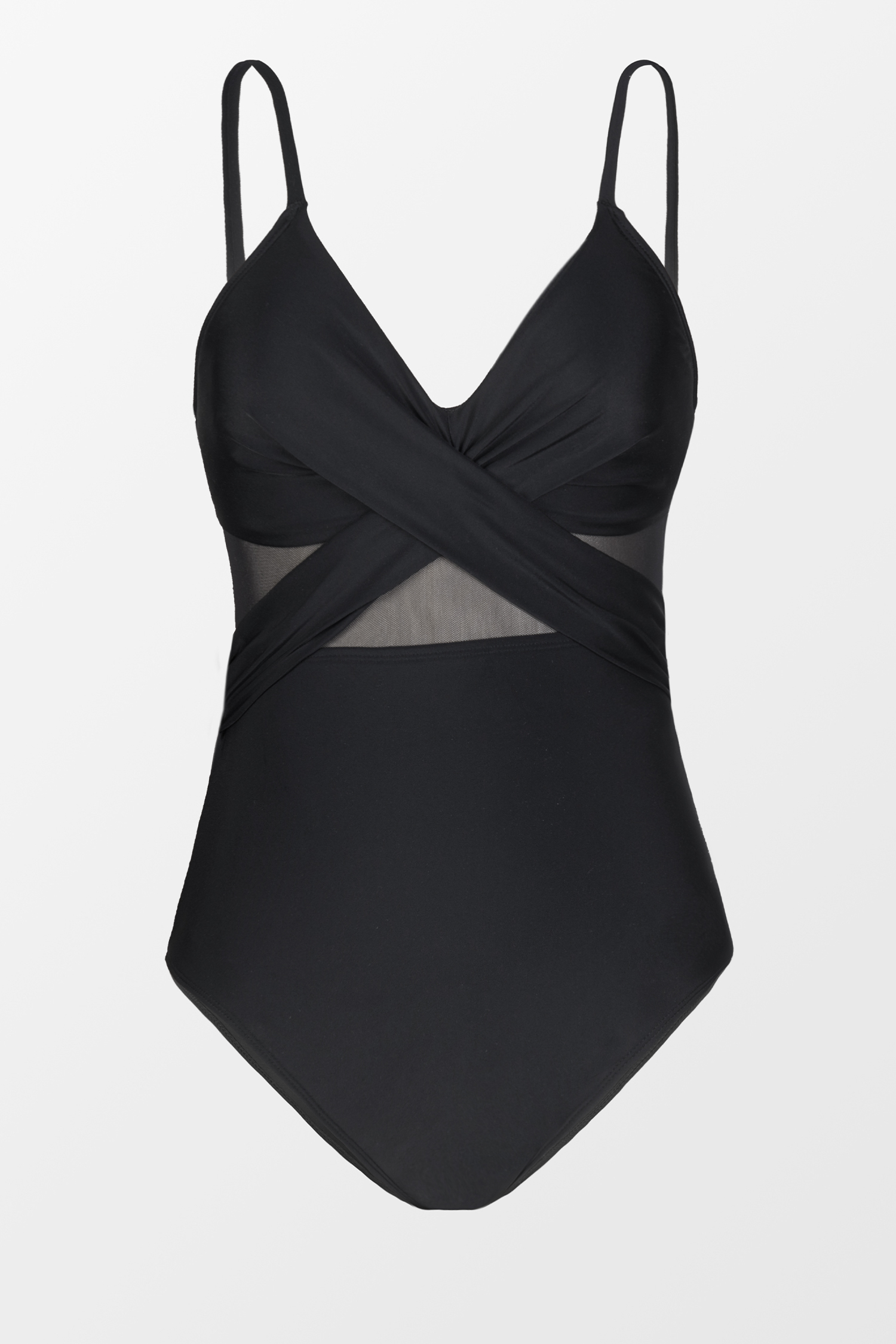 Maillot de bain une pièce découpé en mesh couleur unie