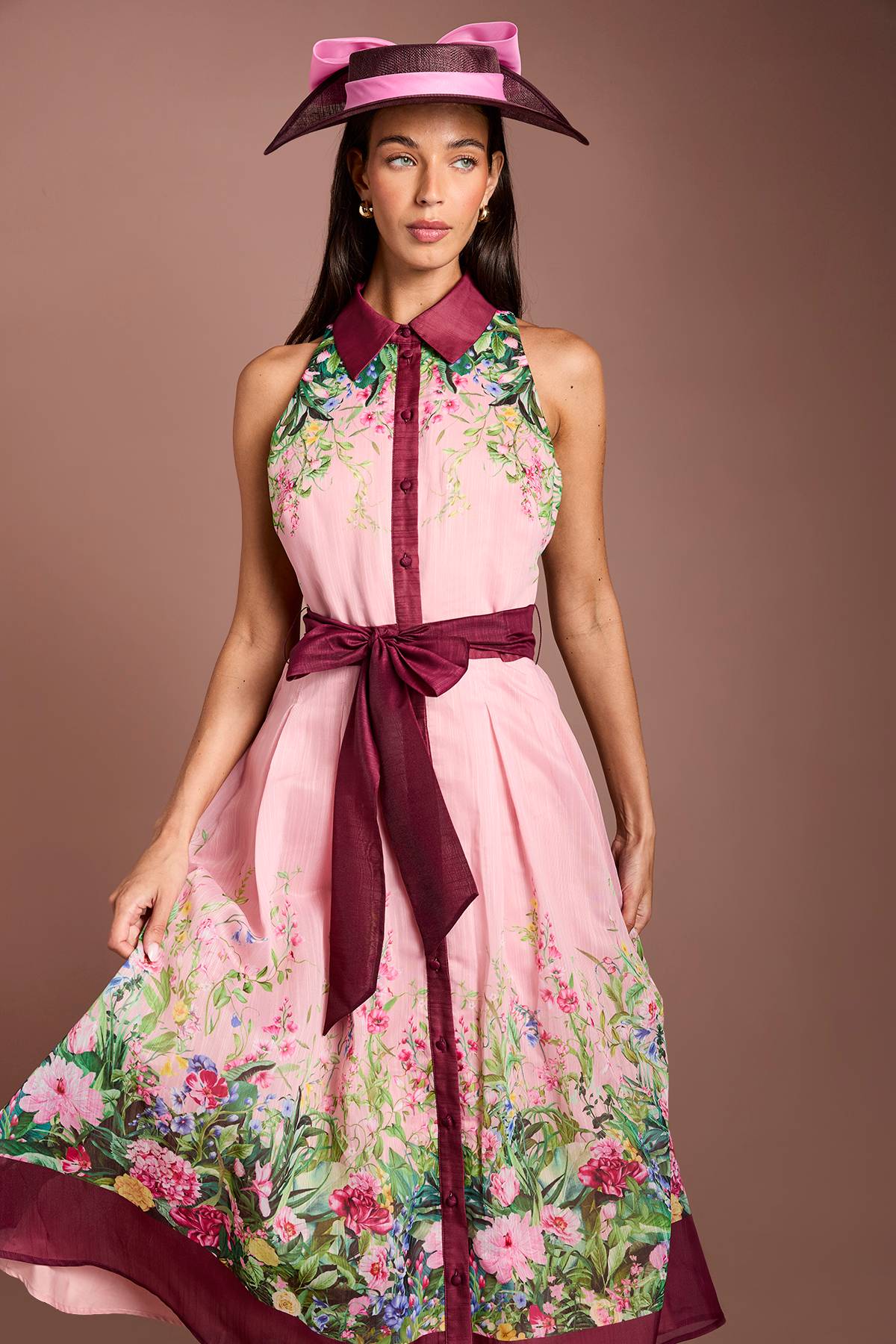 Coast Robe Midi Imprimée À Col Lisa Tan