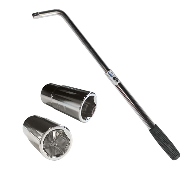 Clé télescopique avec 2 douilles de 17 à 23 mm