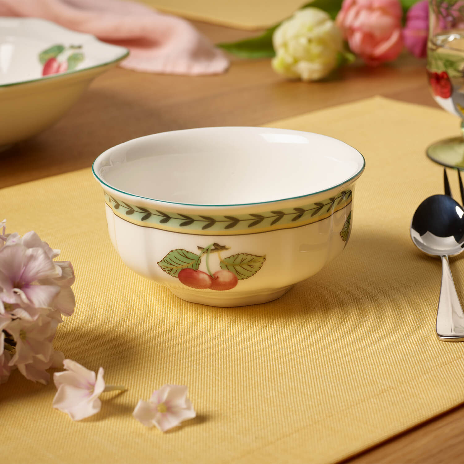 French Garden Dessert bowl Multi-colored, 8.2 oz, Premium Porcelain