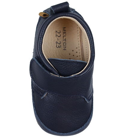 Melton Leder-Krabbelschuhe - Marine