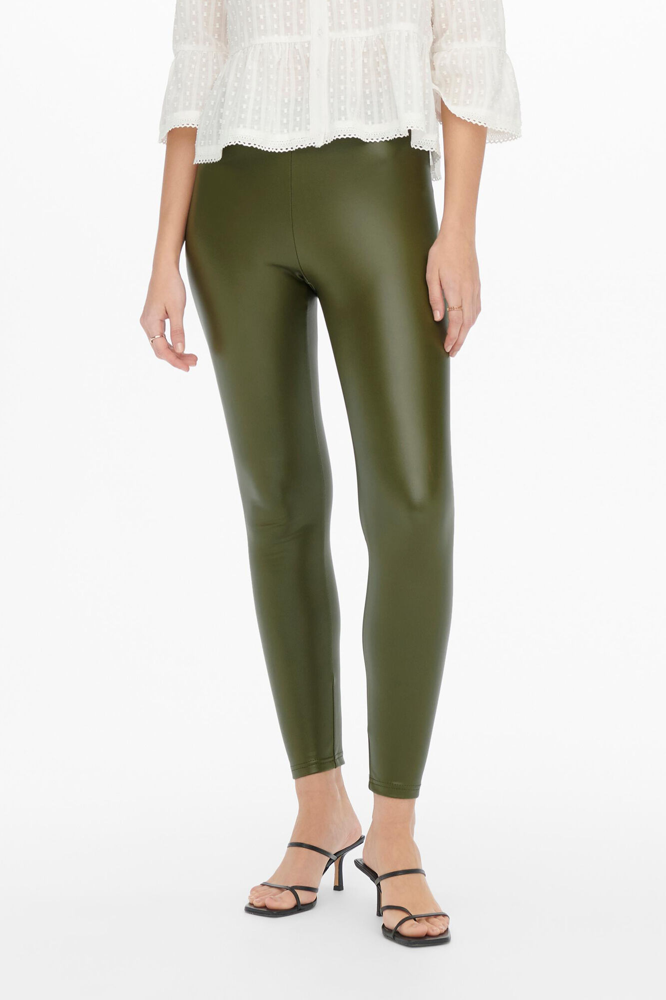 Leggings elásticas de couro sintético