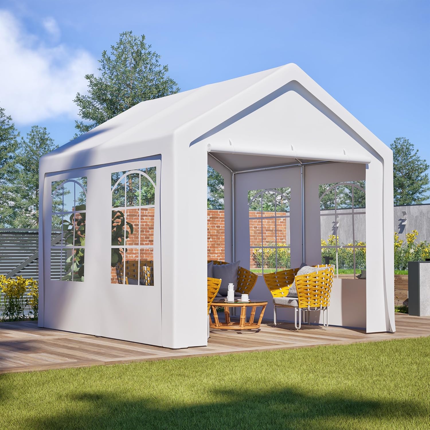 Pavillon 3x3 Meter Premium Winterfest Partyzelt mit Seitenwände, Wasserdicht Stabil Gartenpavillon Gartenzelt, UV Schutz Outdoor Festzelt Carport, Weiß