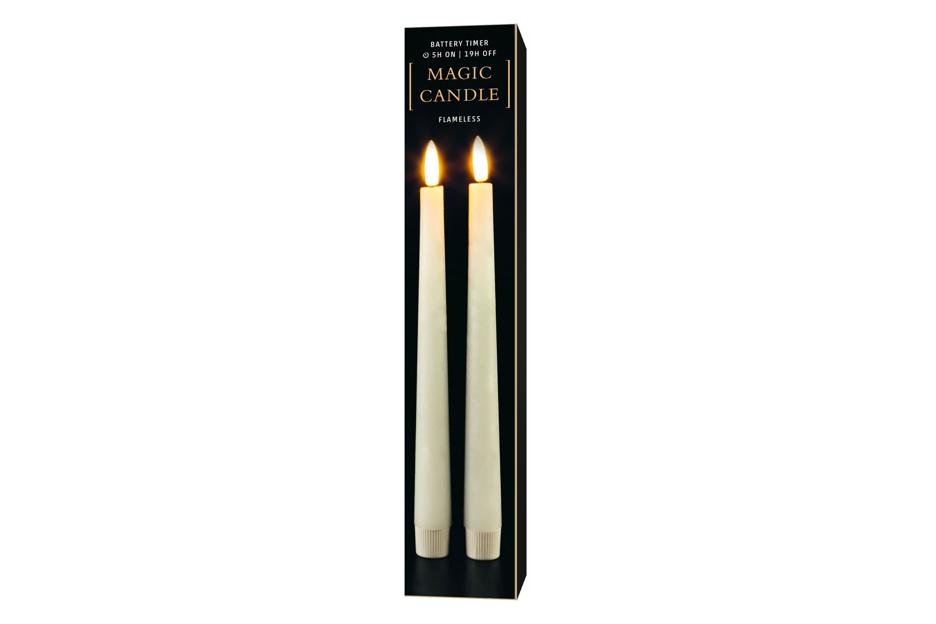 LED Stabkerzen - Weiss / H: 24.7 cm