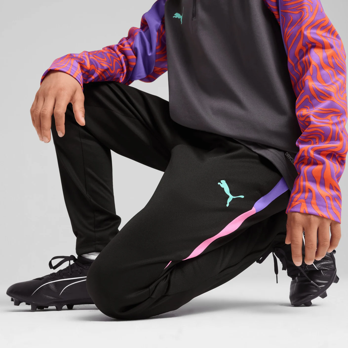 PUMA Neymar Jr. Creativity Trainingspak 1/4-Zip Kids Donkergrijs Zwart Paars Oranje