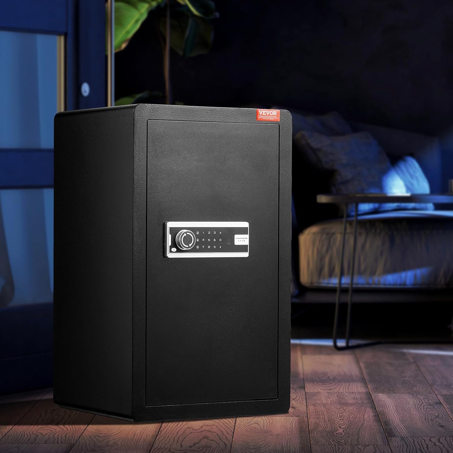 VEVOR Safe Tresor mit feuerfester Geldtasche, Einzeltür-Safe 4 Kubikfuß, 2 Trennwände, digitaler Möbeltresor mit Schlüssel Code, Wertsachenbox für Geld Schmuck, Geldtresor Schwarz