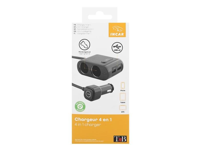 T`nB Autoladegerät TB-ACGP4IN1 V2 24 W USB-Ladeadapter mit DIN Norm Anschlüsse