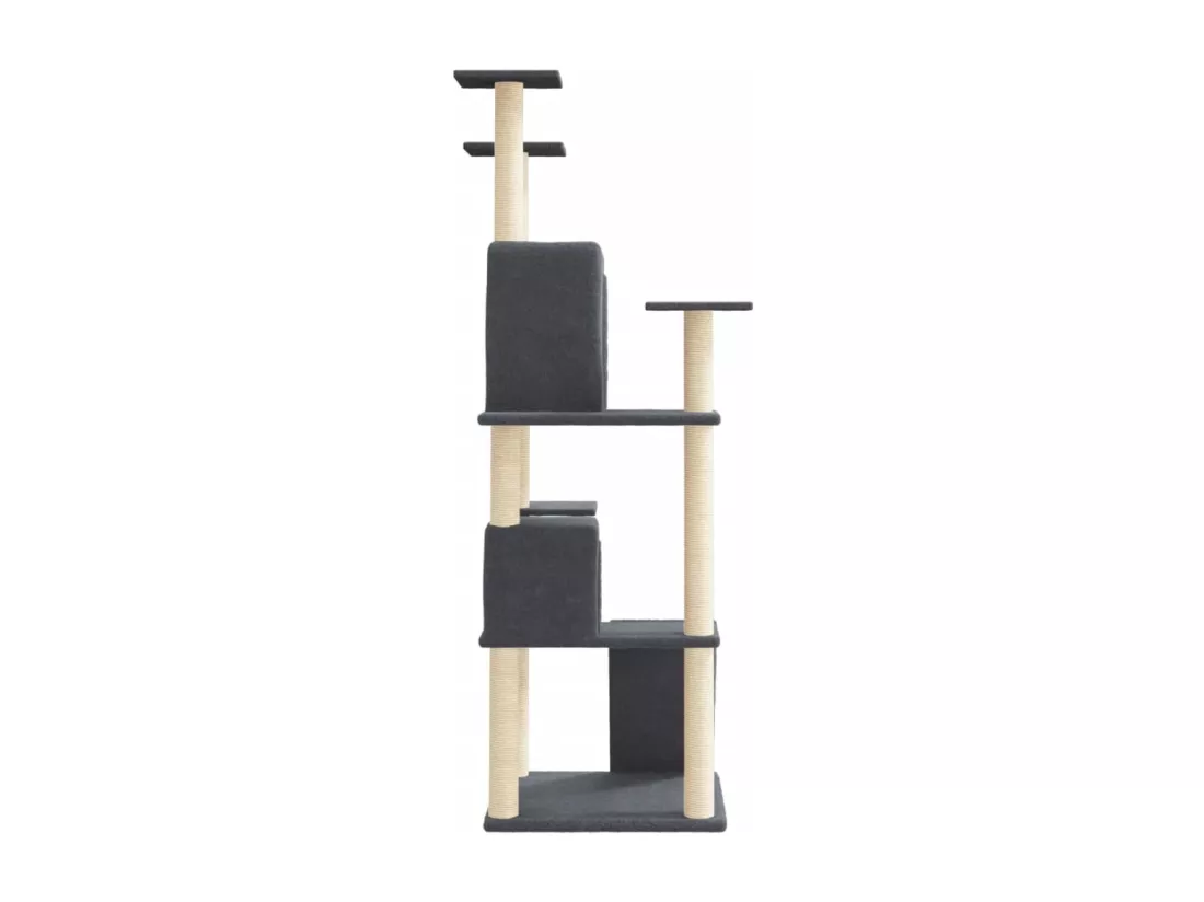 Arbre à chat avec griffoirs en sisal Gris foncé 153 cm