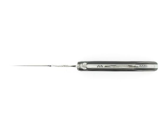Laguiole 12 cm - Plein Manche Buffle - Ressort, Platine et lame ciselés Couteau de Poche par l'Arbalète