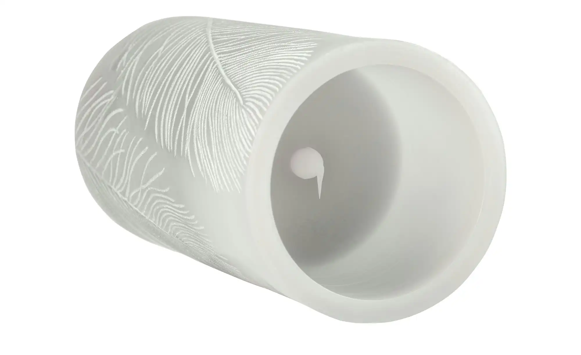 LED-Echtwachs-Kerzen 2er-Set, grau mit Federoptik
