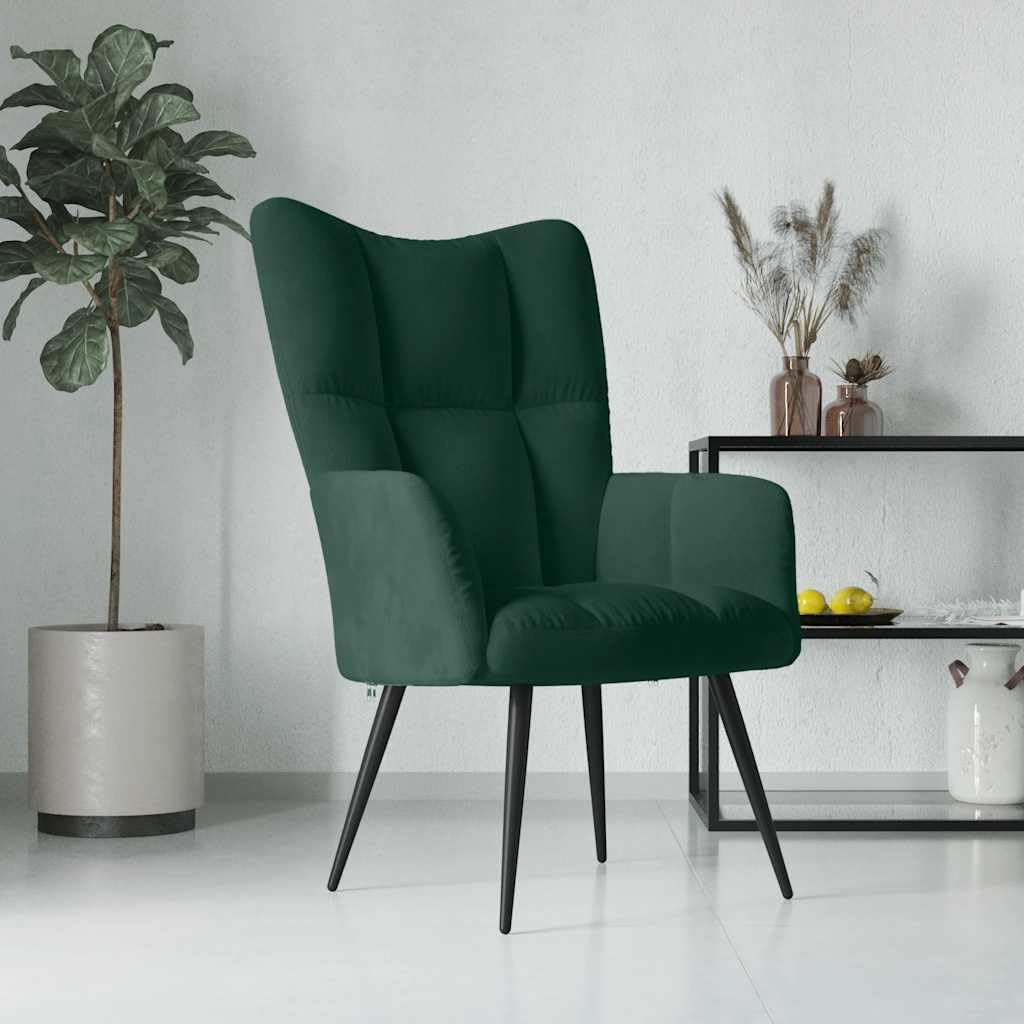 vidaXL Relaxsessel Fernsehsessel Polsterstuhl Polstersessel Relaxstuhl Sessel Stuhl Ohrensessel Loungesessel Armsessel Wohnzimmer Dunkelgrün Samt