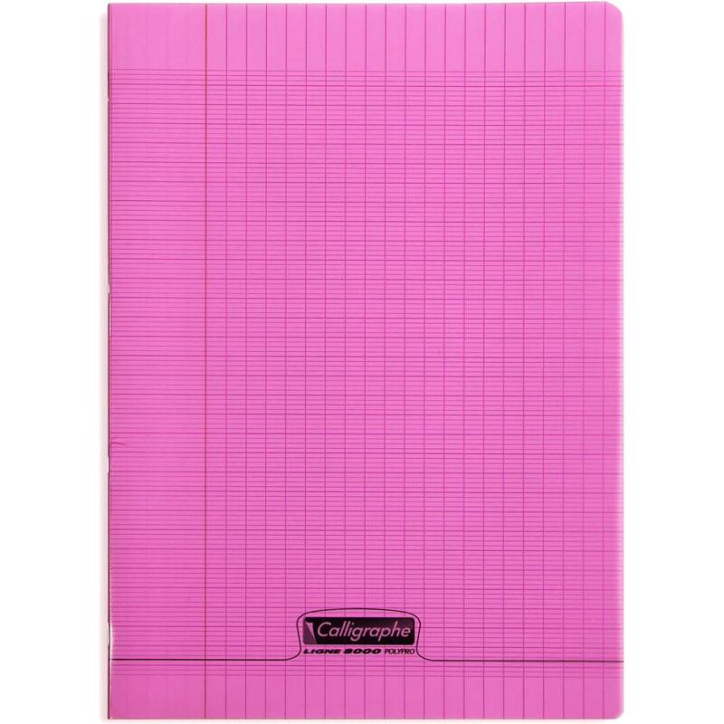Cahier piqué 8000 POLYPRO A4 96 pages grands carreaux 90 g - Rose