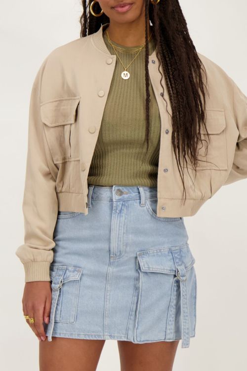 Blauwe cargo denim mini rok