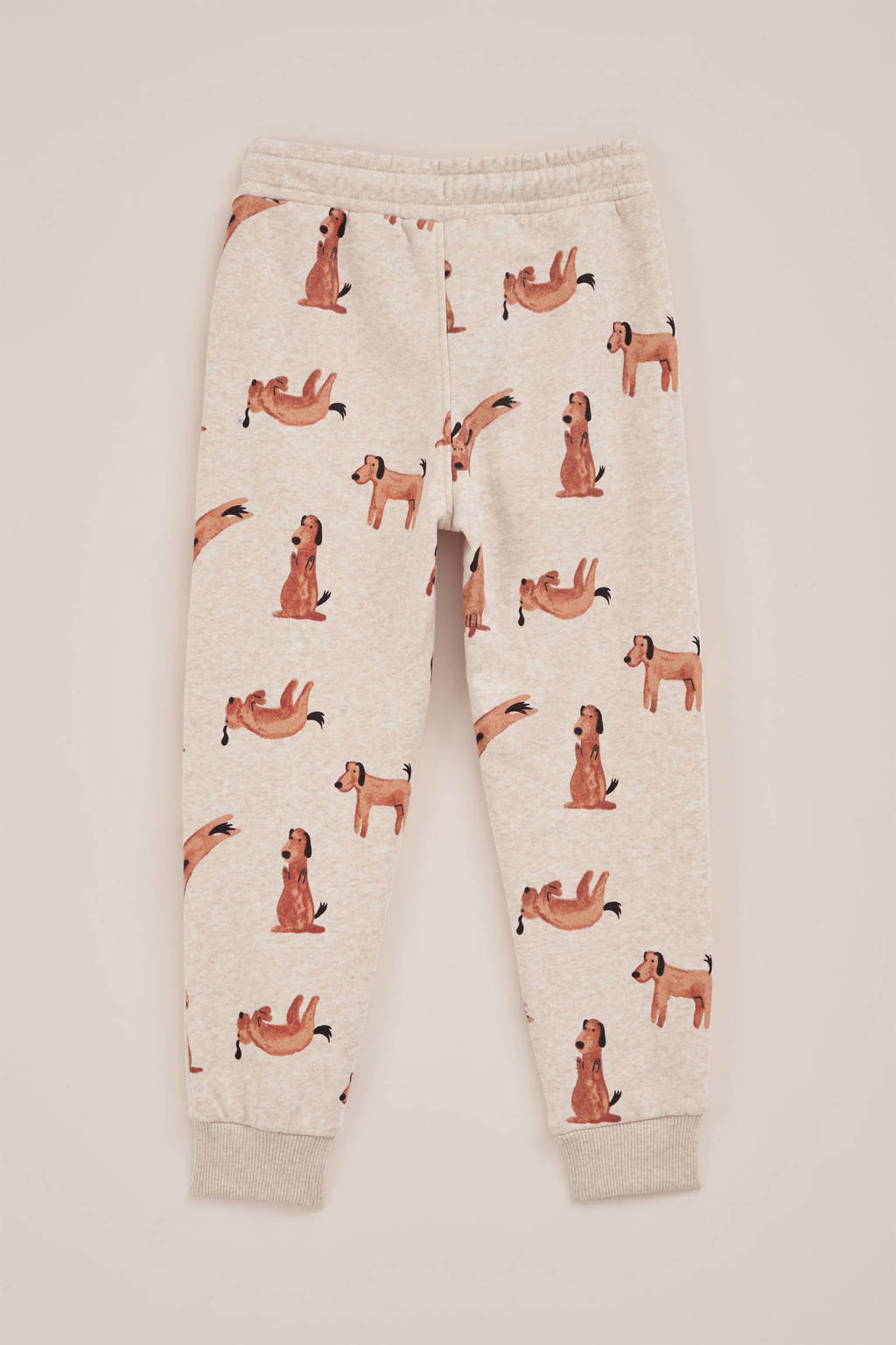WE Fashion slim fit broek met all over print beige/bruin