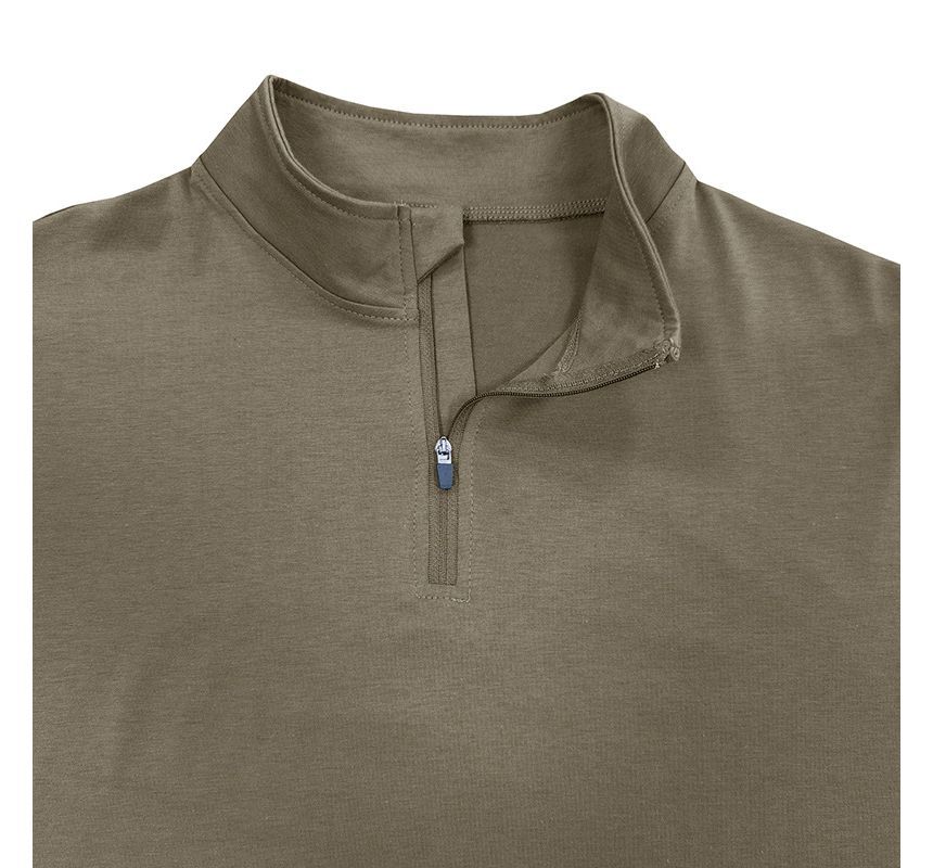 Dubbel Wit - Poloshirt met opstaande kraag en rits