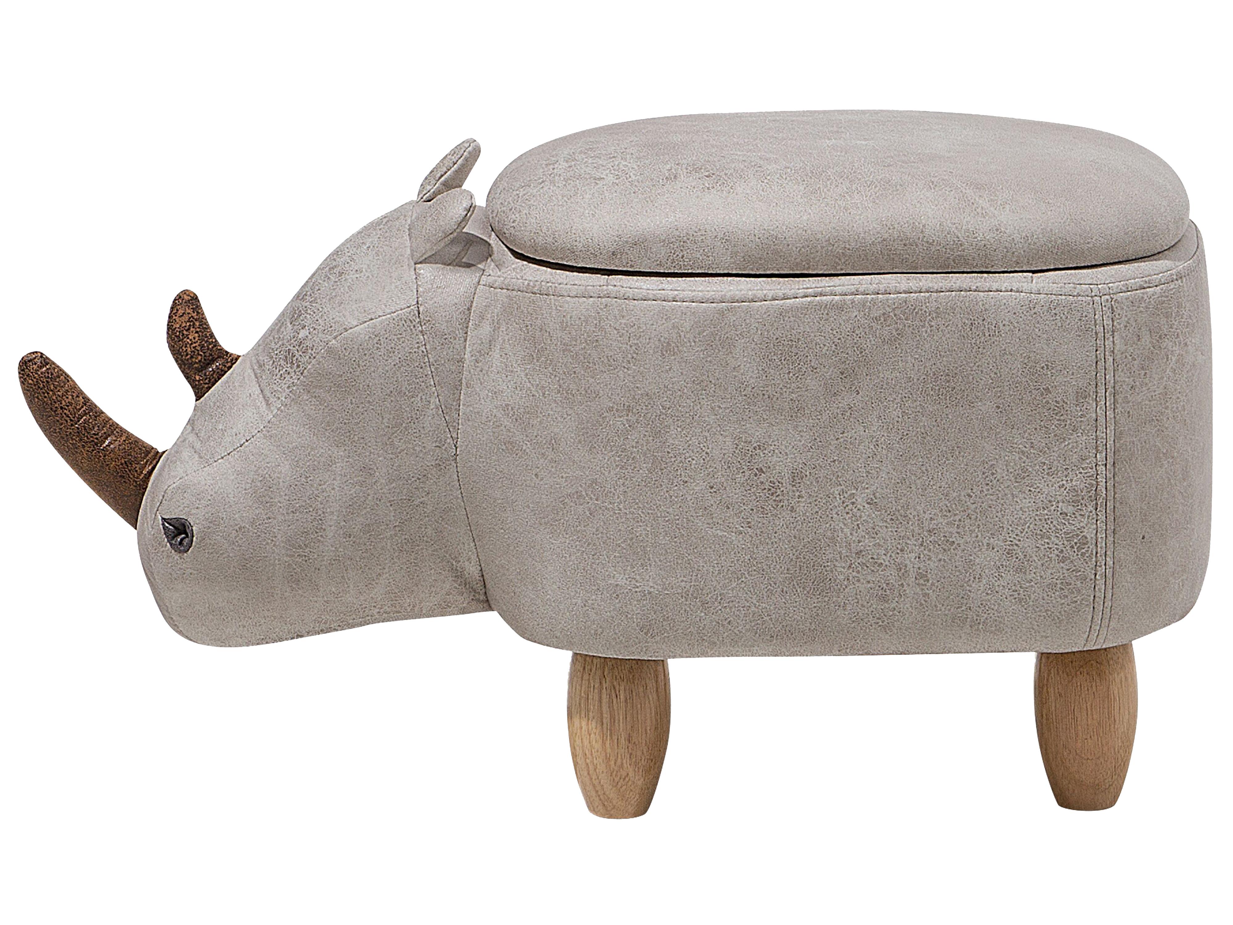Dierenpoef met opbergruimte RHINO Kunstleer Lichtgrijs Neushoorn