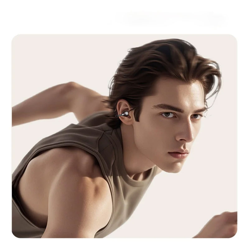 Echo R02 Bluetooth 5.3 TWS Open-Ear Ohrclip Kopfhörer Headset mit Ladecase (300mAh) - Schwarz